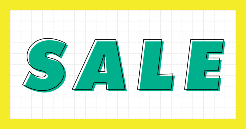 版ずれ風文字のサンプル。街でよく見るSALEの文字を使った版ズレ風文字